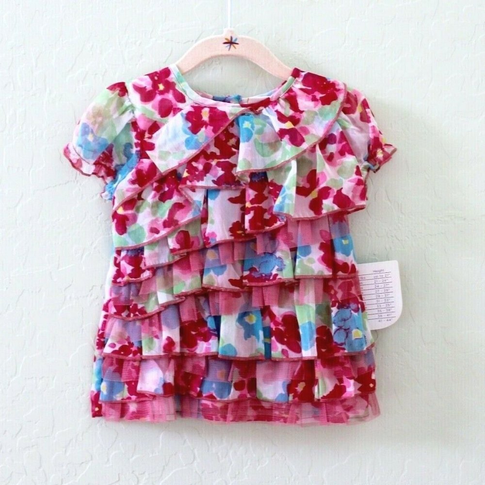 Truly Scrumptious by Heidi Klum Baby Floral Ruffle A-Line Dress Size 9M